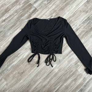 adjustable length long sleeve crop top